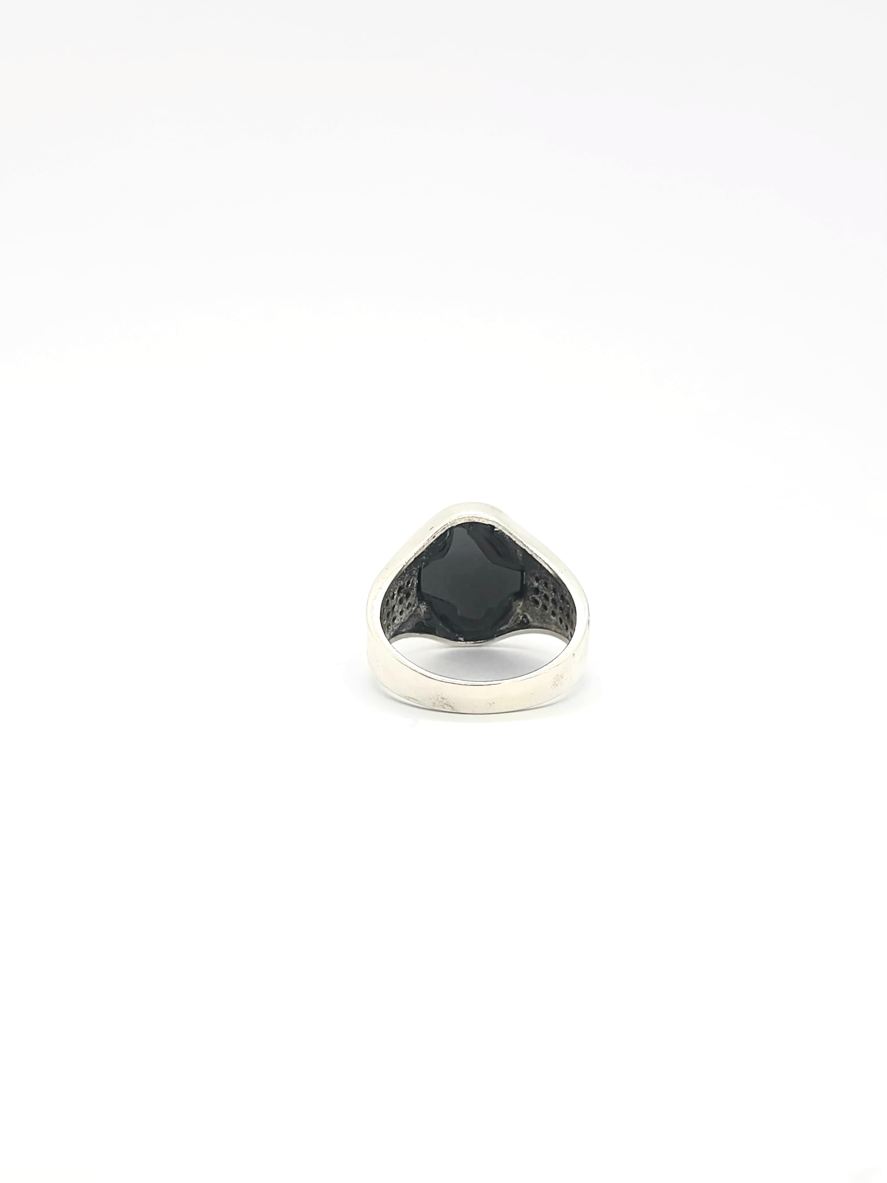 Turkish Style Silver Men's Ring with Oval Black Onyx