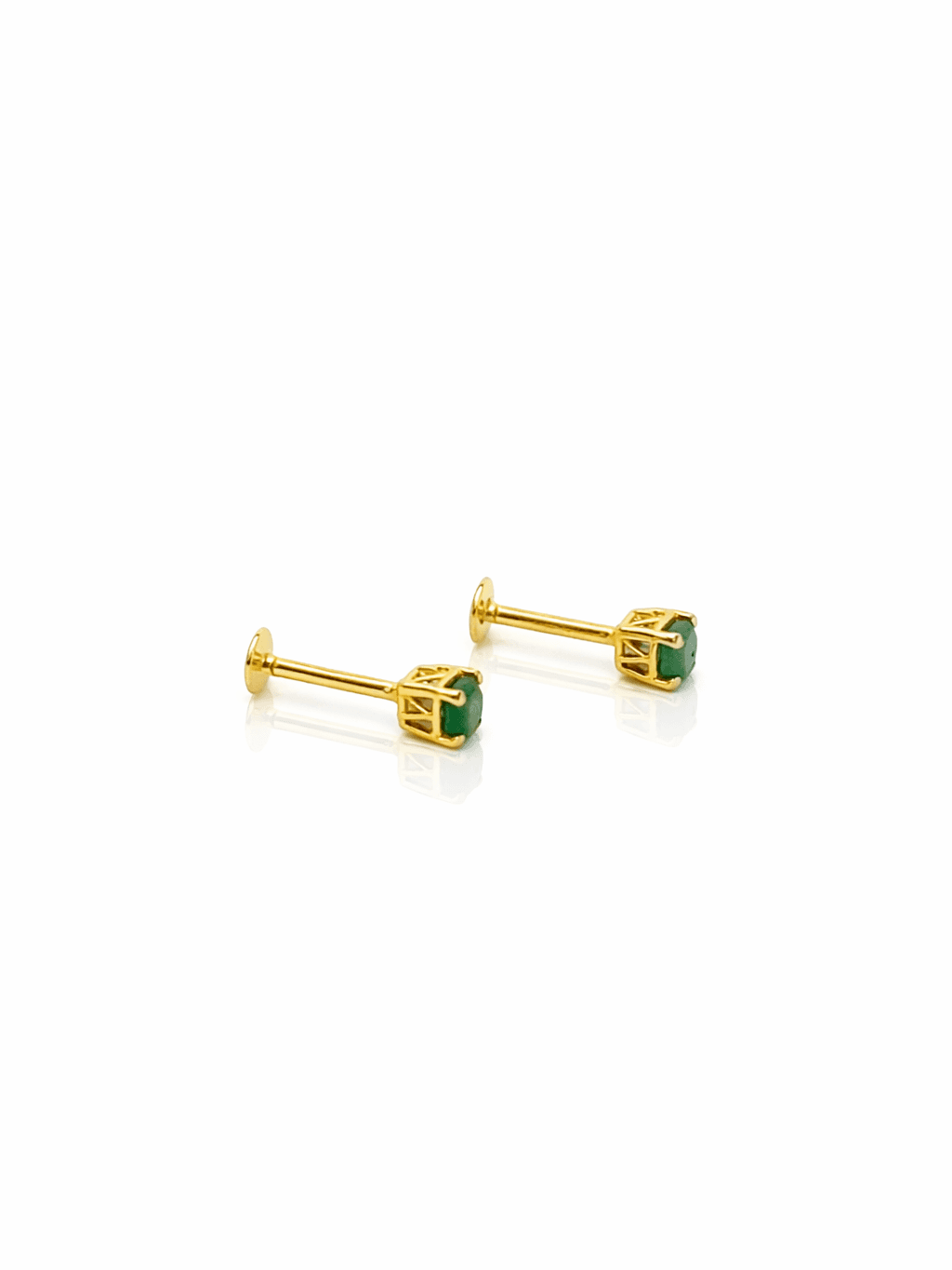 21K Gold Emerald Stud Tops for Girls