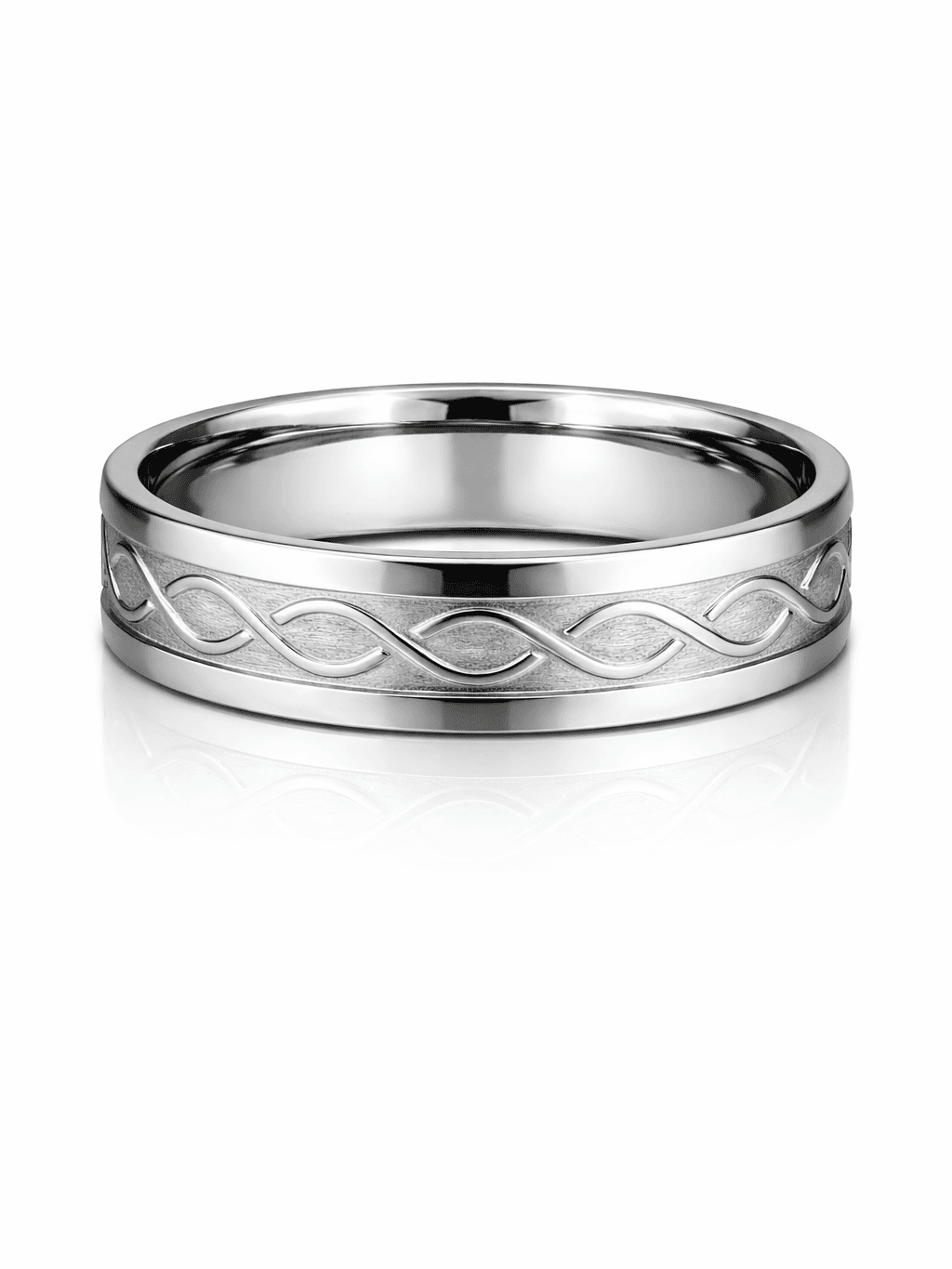Engraved Infinity Twist Silver Band Ring