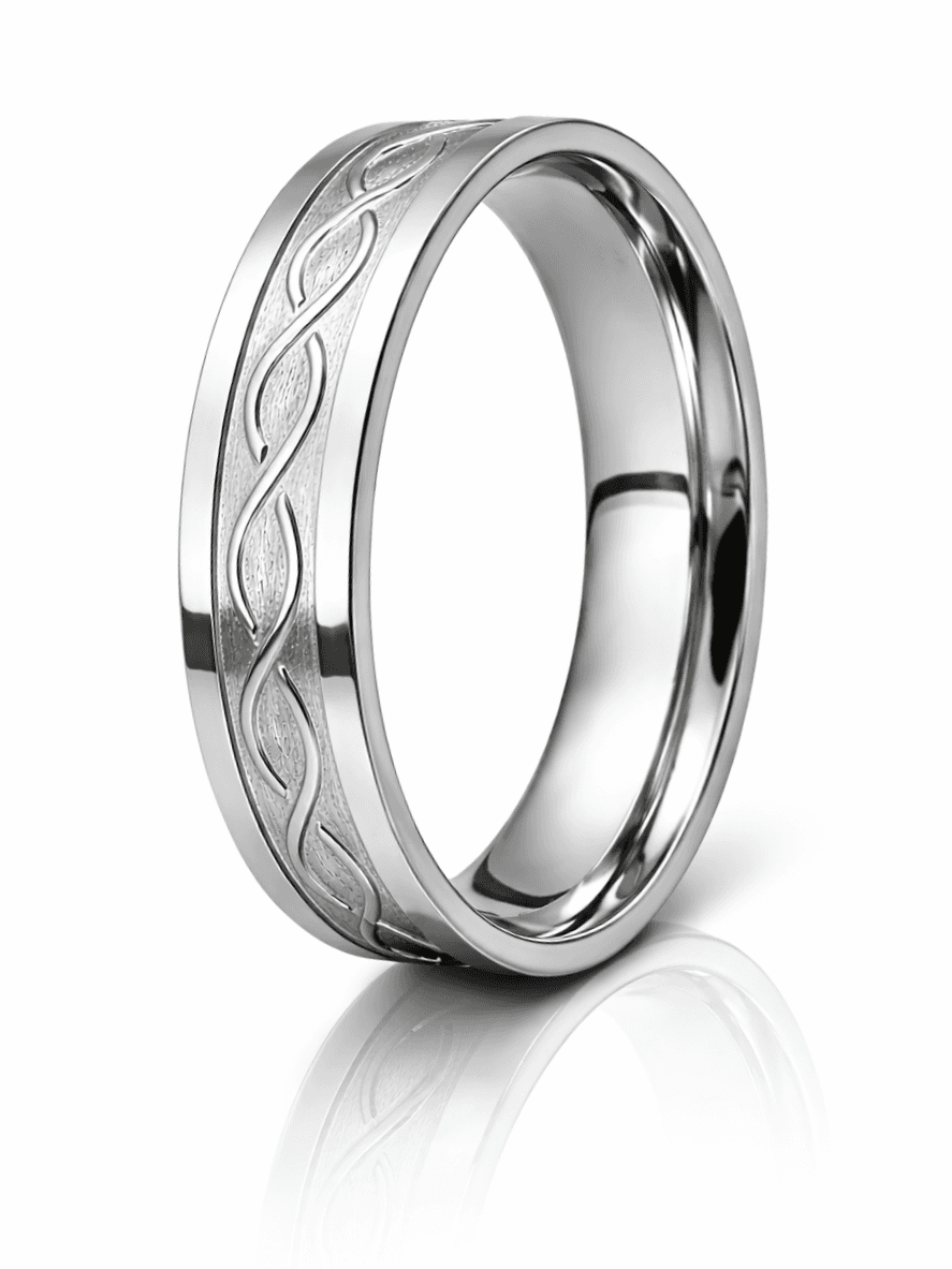 Engraved Infinity Twist Silver Band Ring