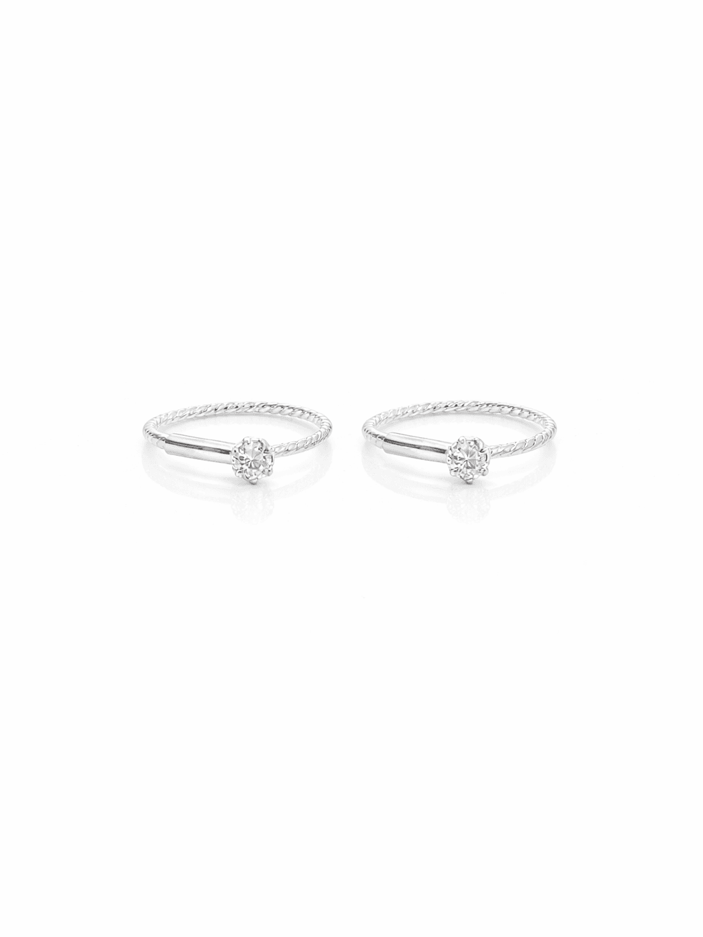 Dainty Sterling Silver Twisted Rope Hoops Earrings 