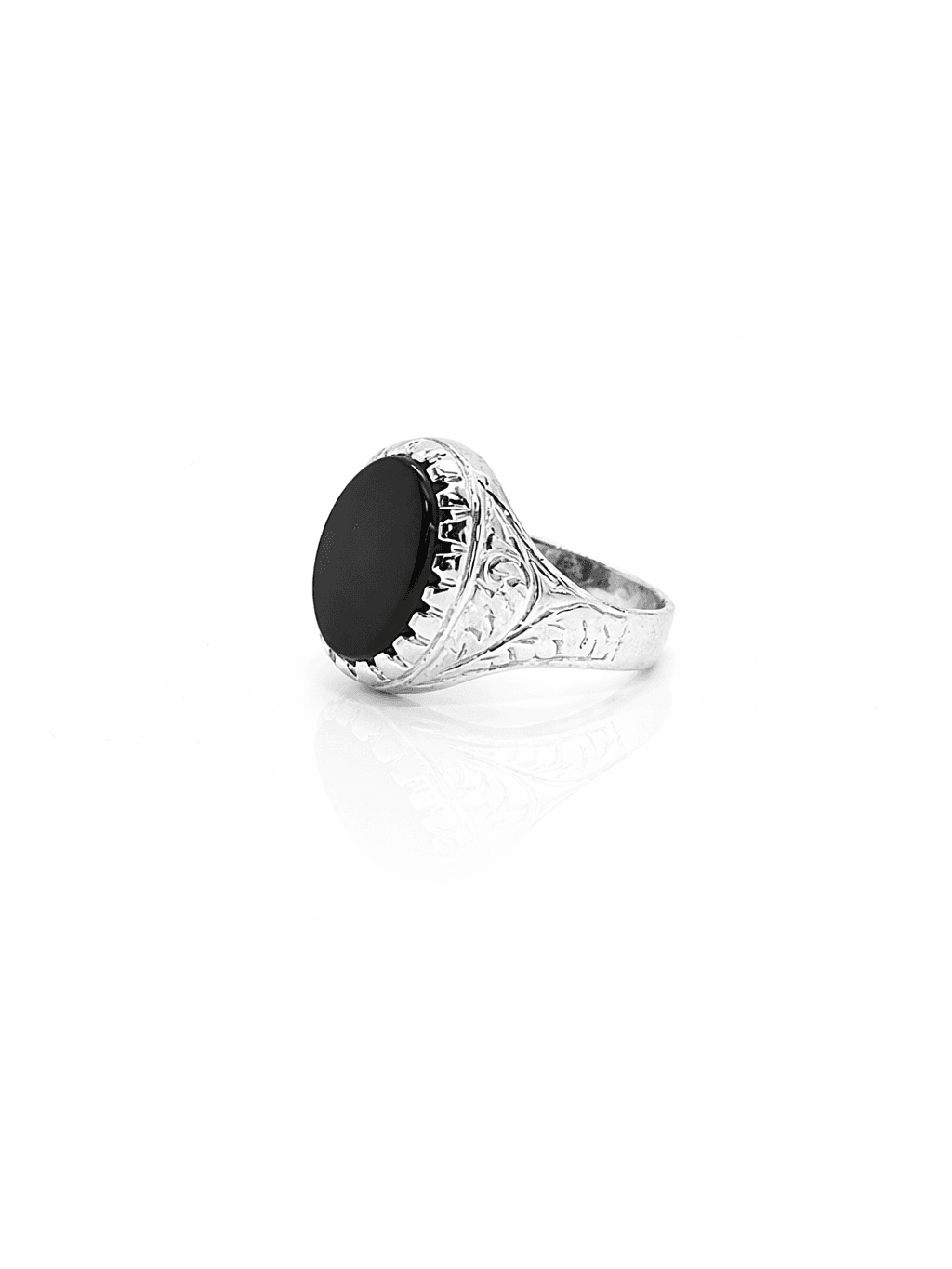 Heritage Style Silver Ring with Hand-Carved Band