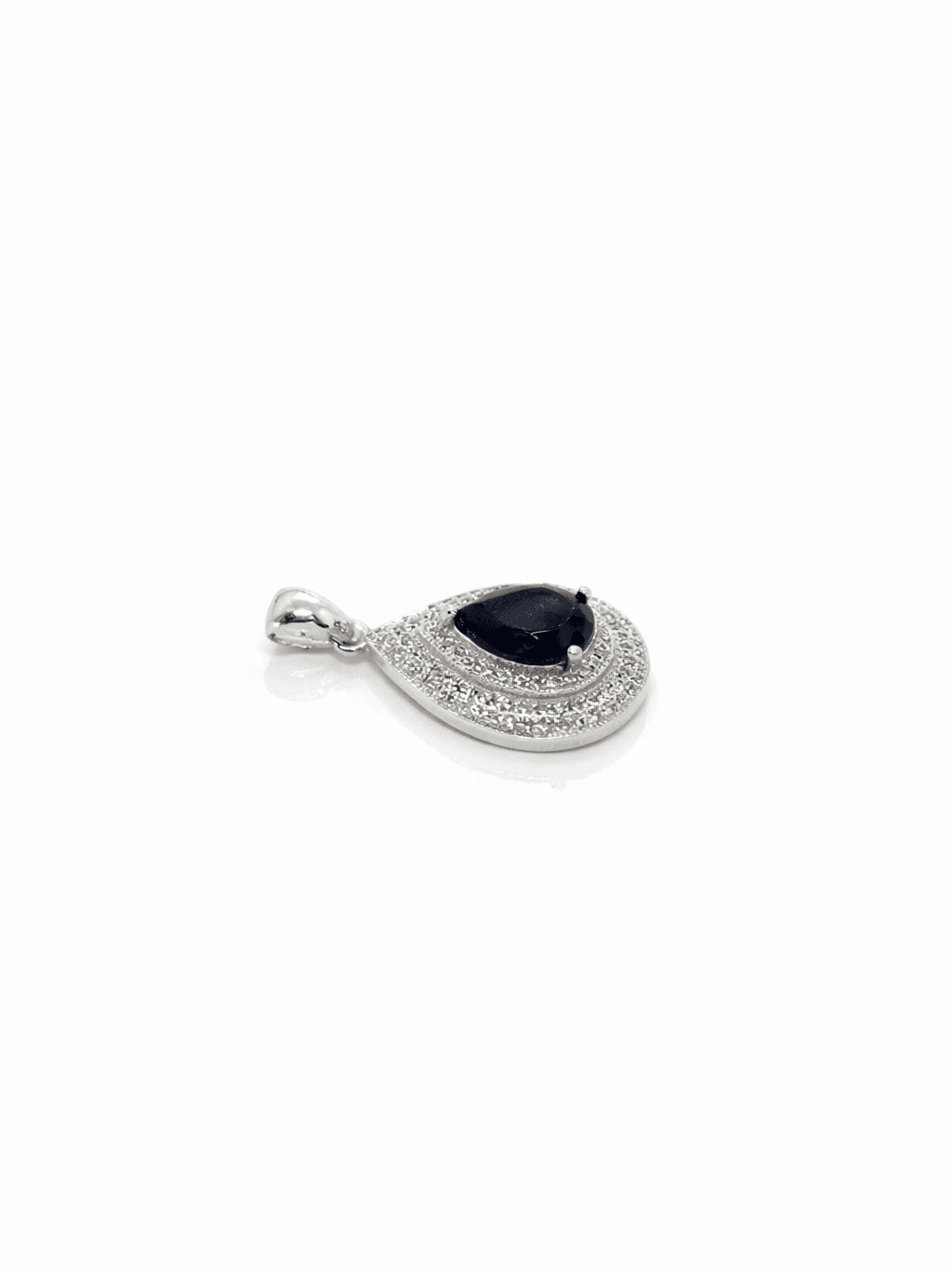 Silver Teardrop Pendant with Royal Blue Stone