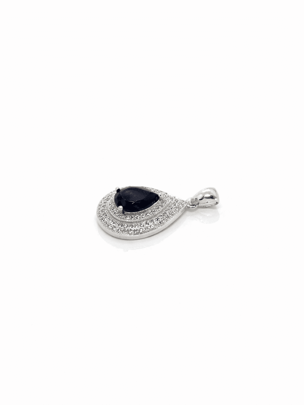 Silver Teardrop Pendant with Royal Blue Stone