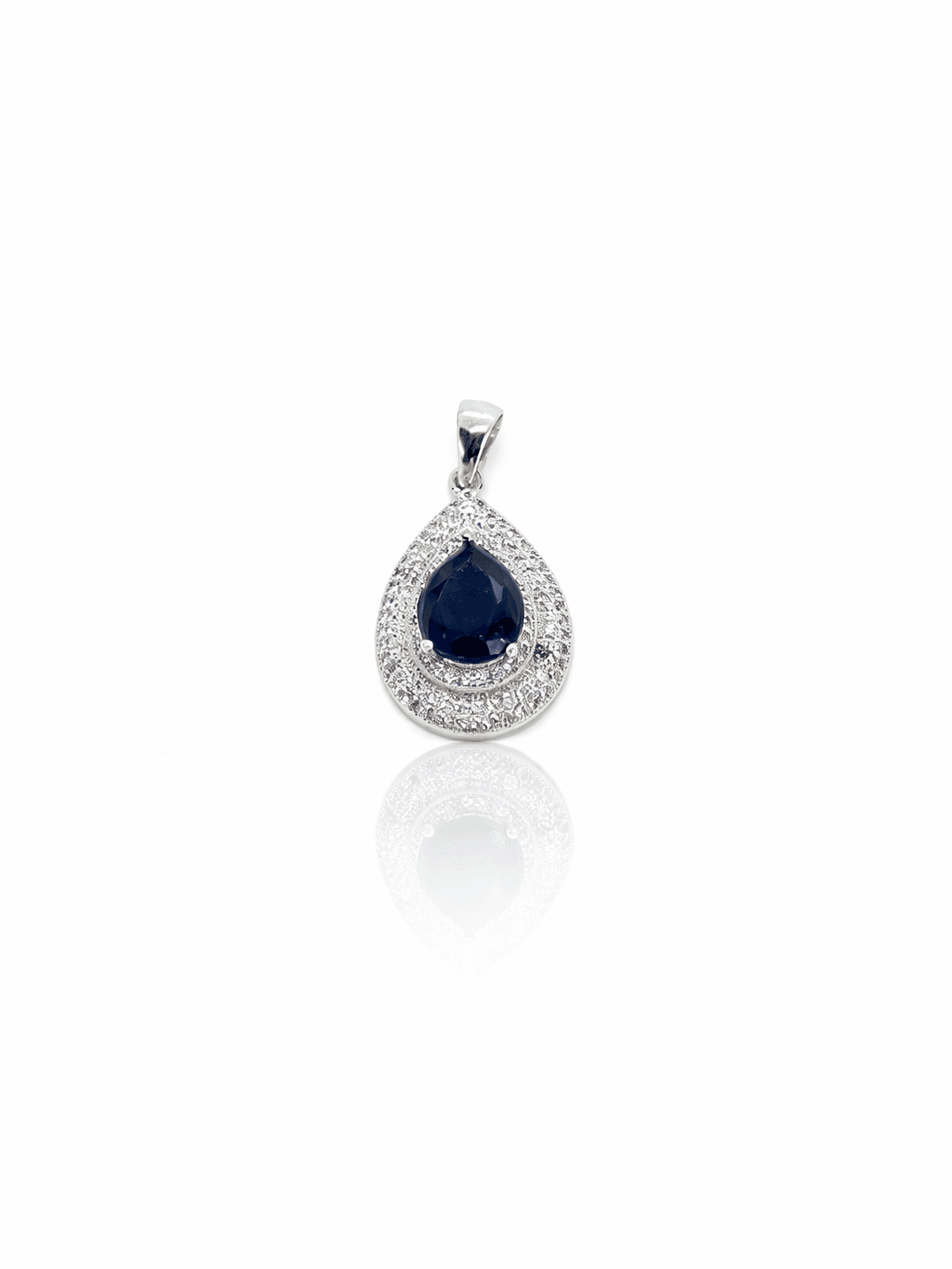 Silver Teardrop Pendant with Royal Blue Stone