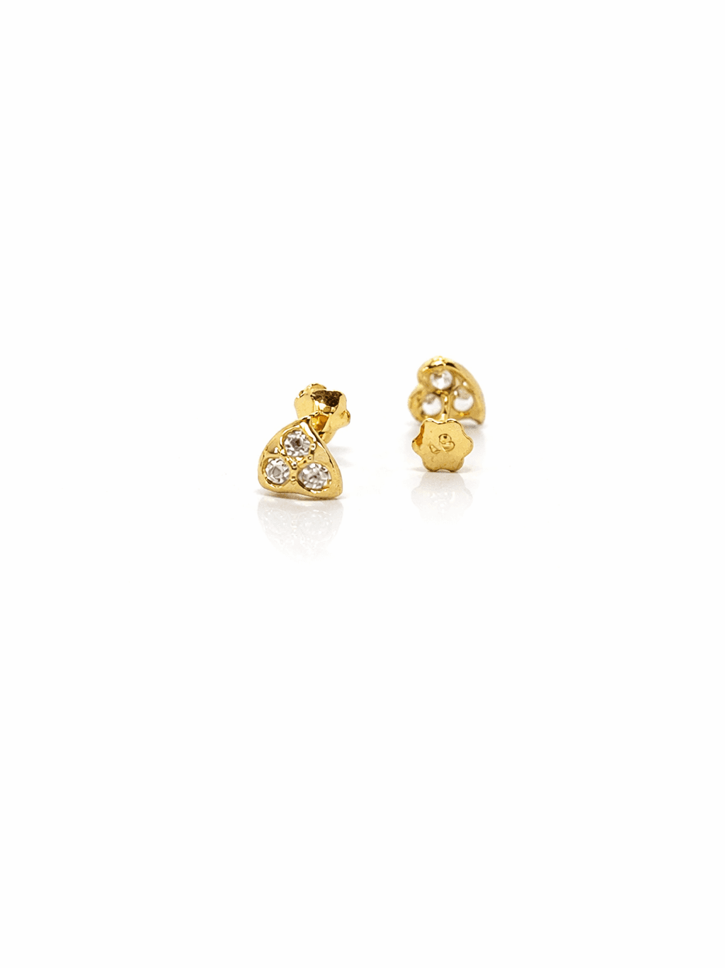 Gold Clover Cluster Stud Tops with Delicate Stones