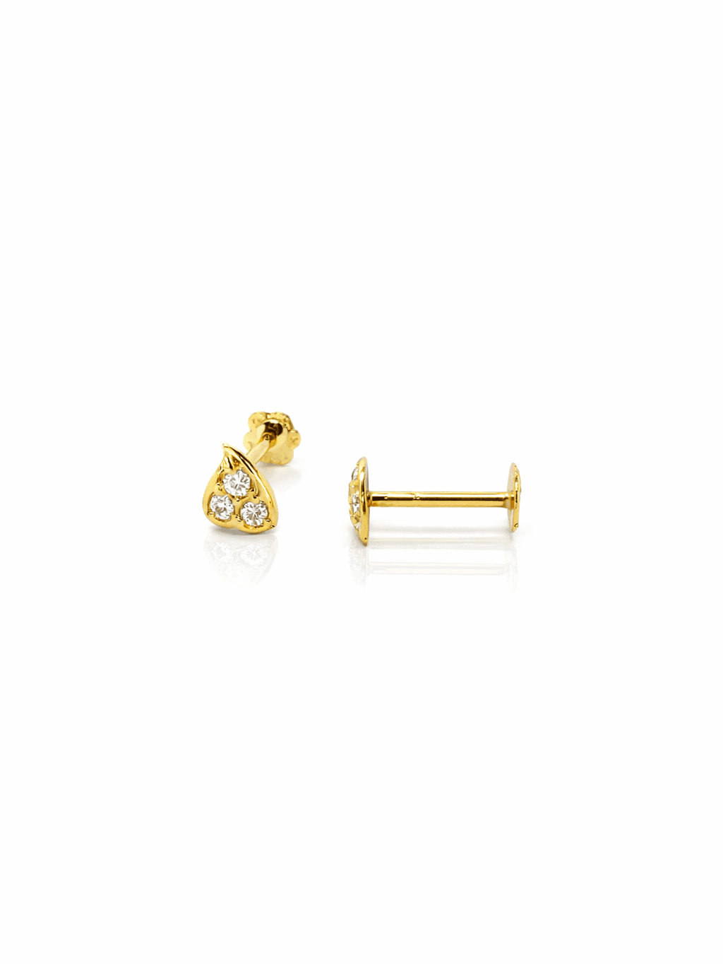 Gold Clover Cluster Stud Tops with Delicate Stones