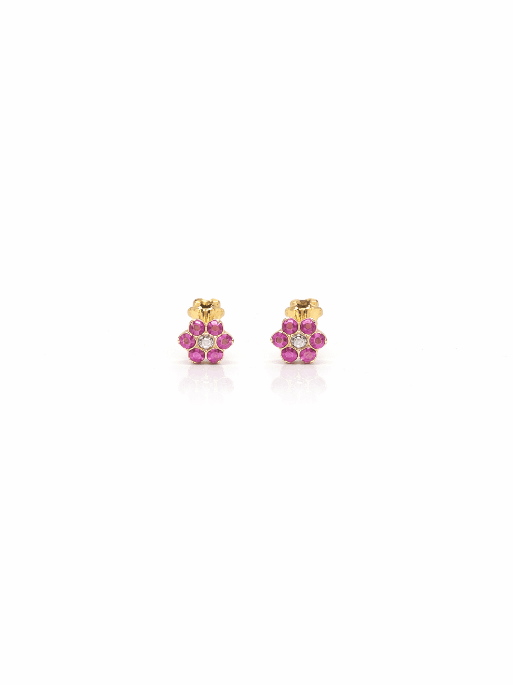21K Gold seven Stone Ruby Flower Stud Tops for Girls