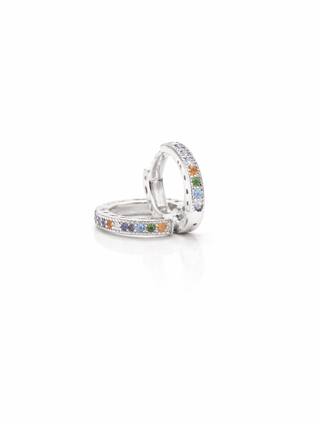 Italian Style Silver Rainbow Huggie Hoop Earrings