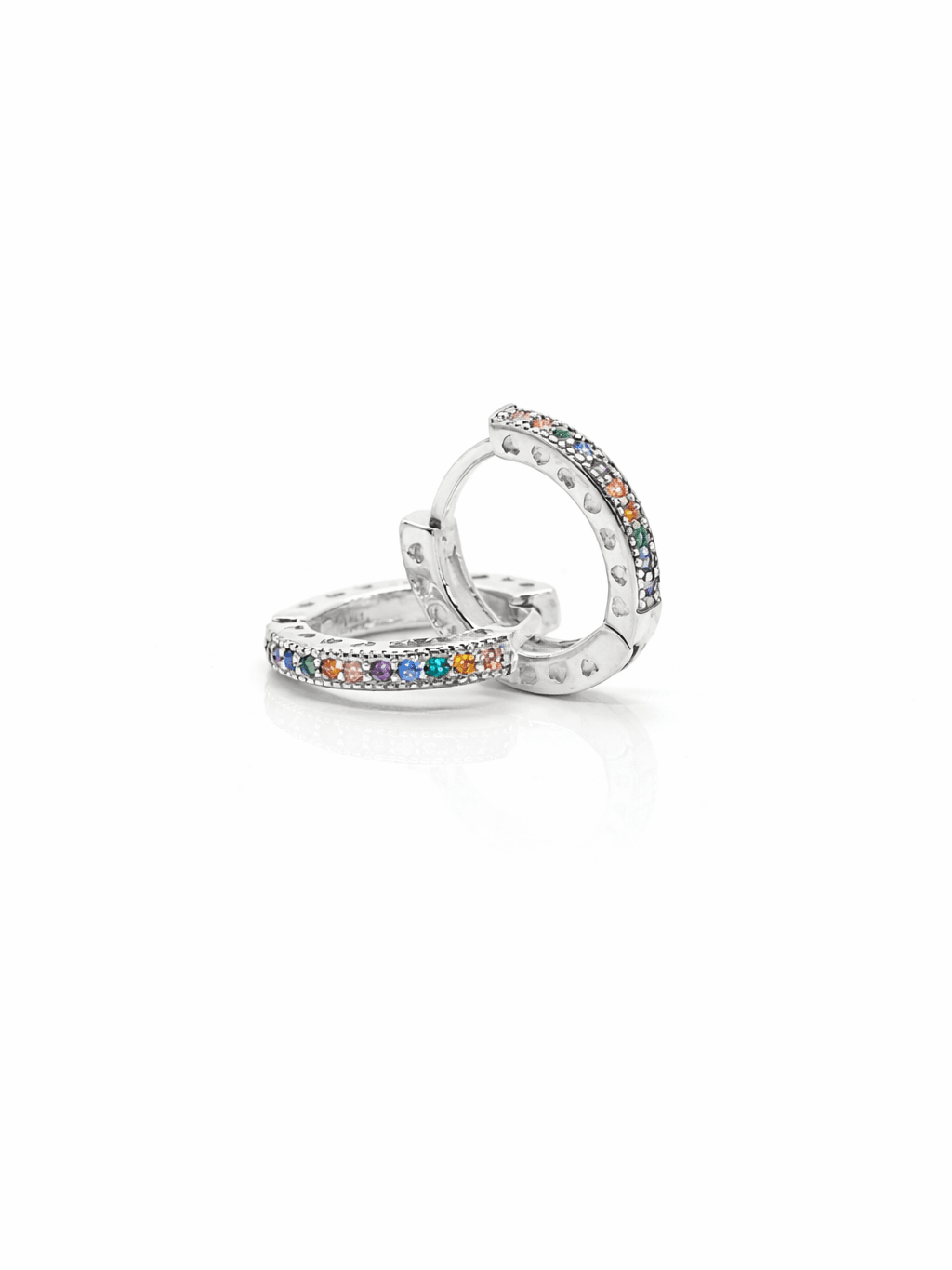 Italian Style Silver Rainbow Huggie Hoop Earrings