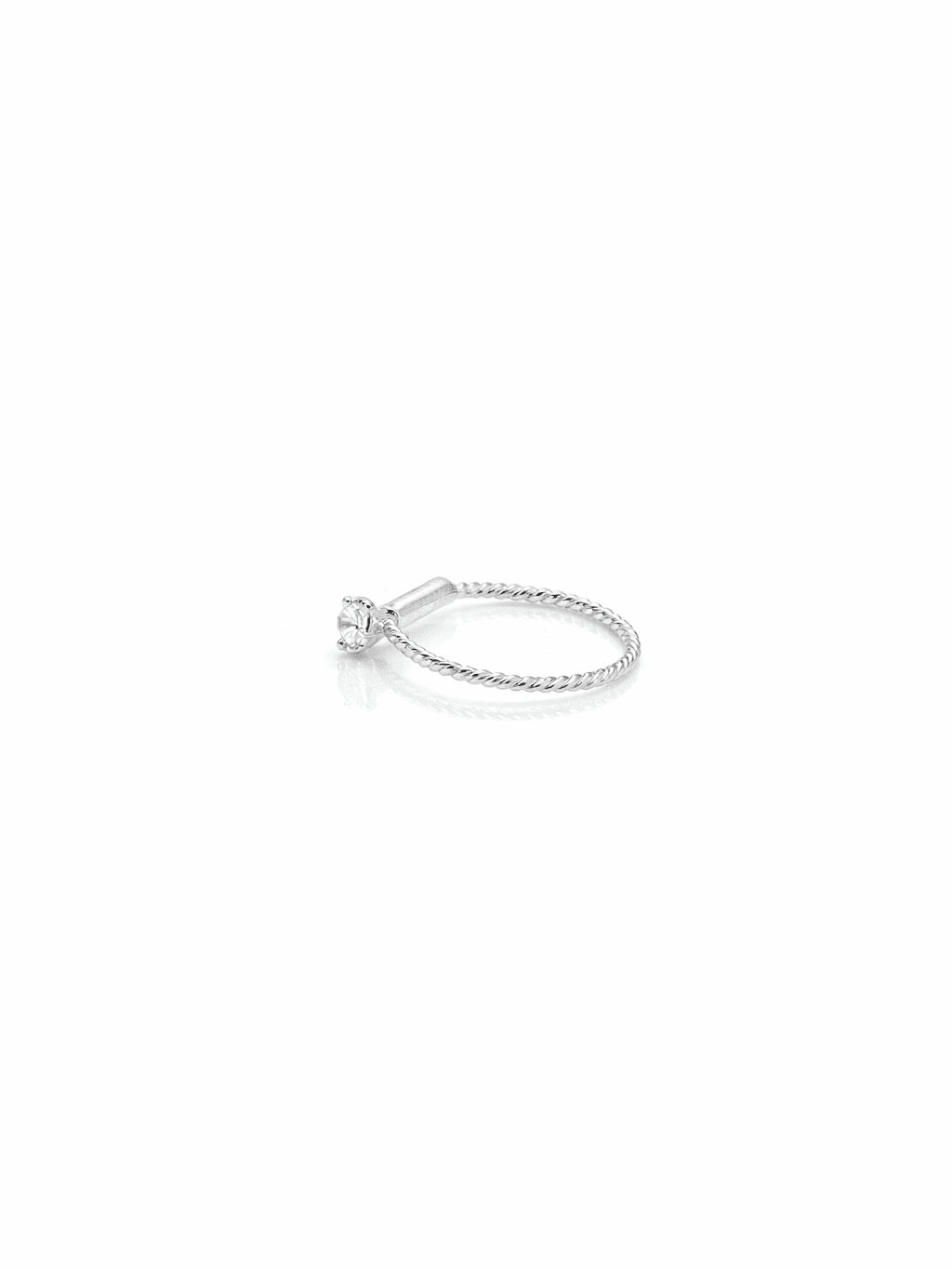 Sterling Silver Twisted Nose Ring Hoop with Single Zircon Stone