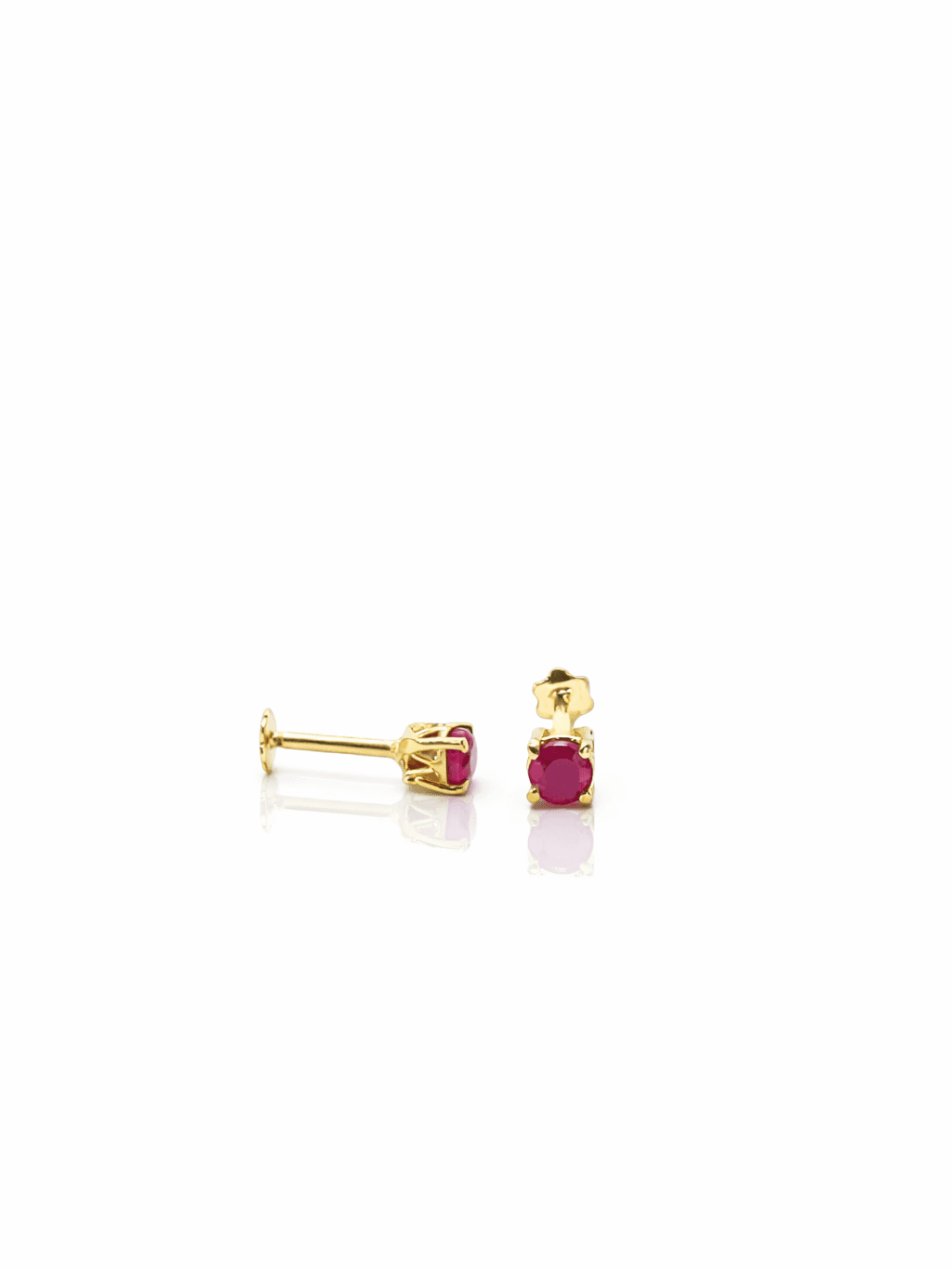 21K Gold Ruby Stud Tops Cute Fashion Jewelry for Girls