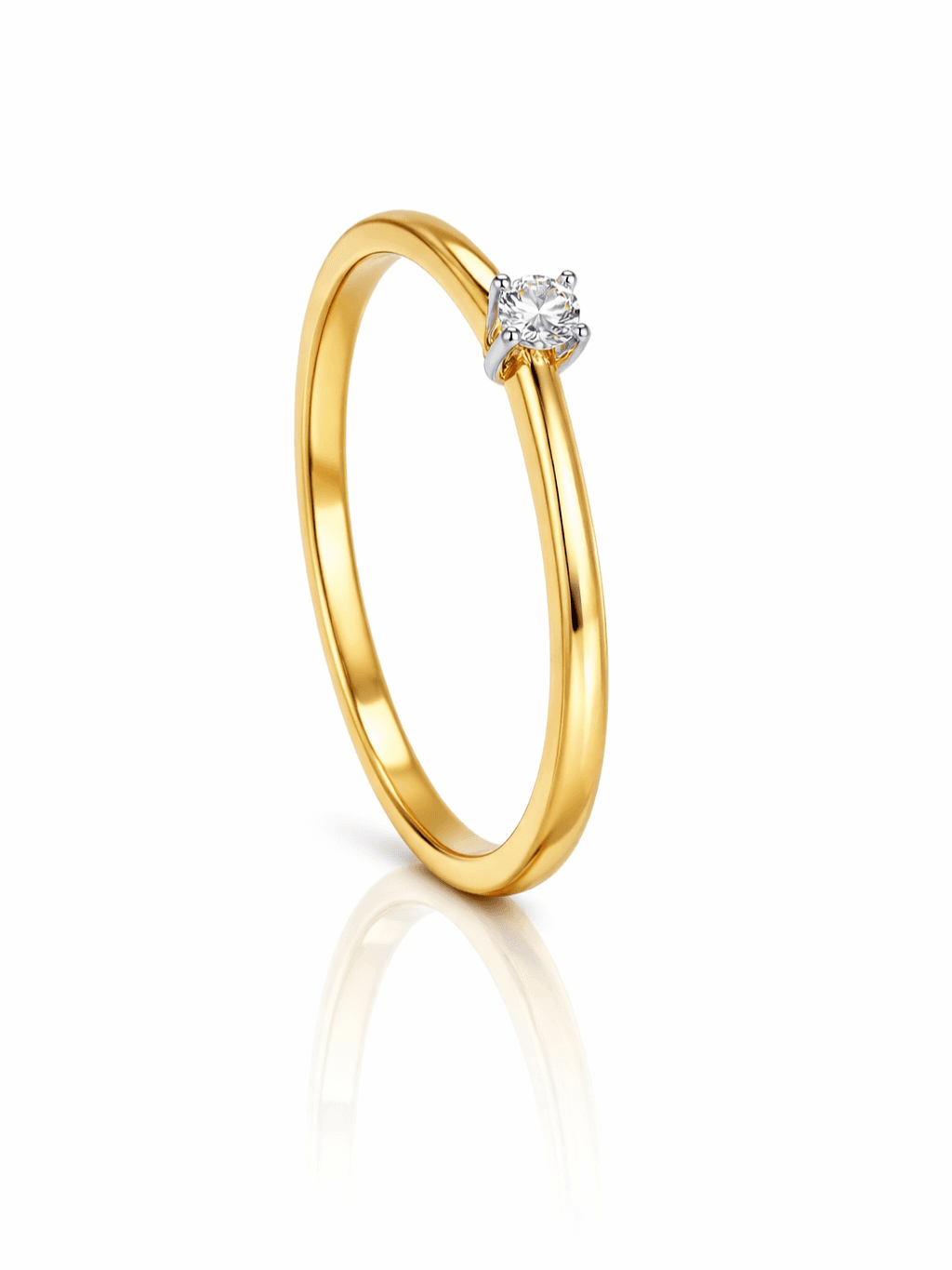 Gold Slim Band Natural Diamond Ring