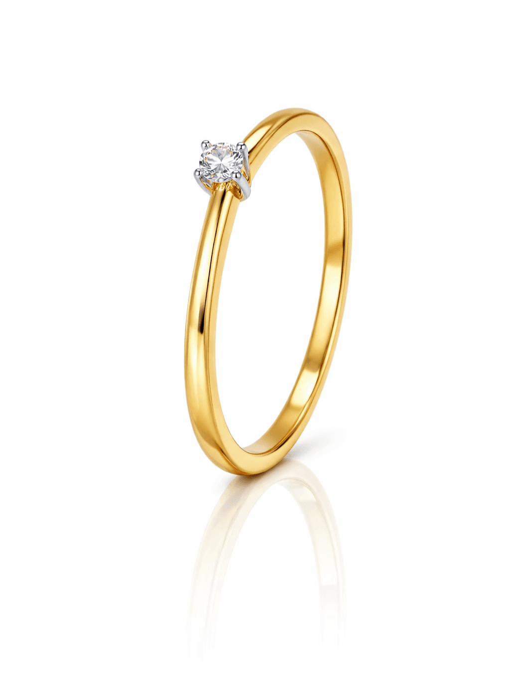 Gold Slim Band Natural Diamond Ring