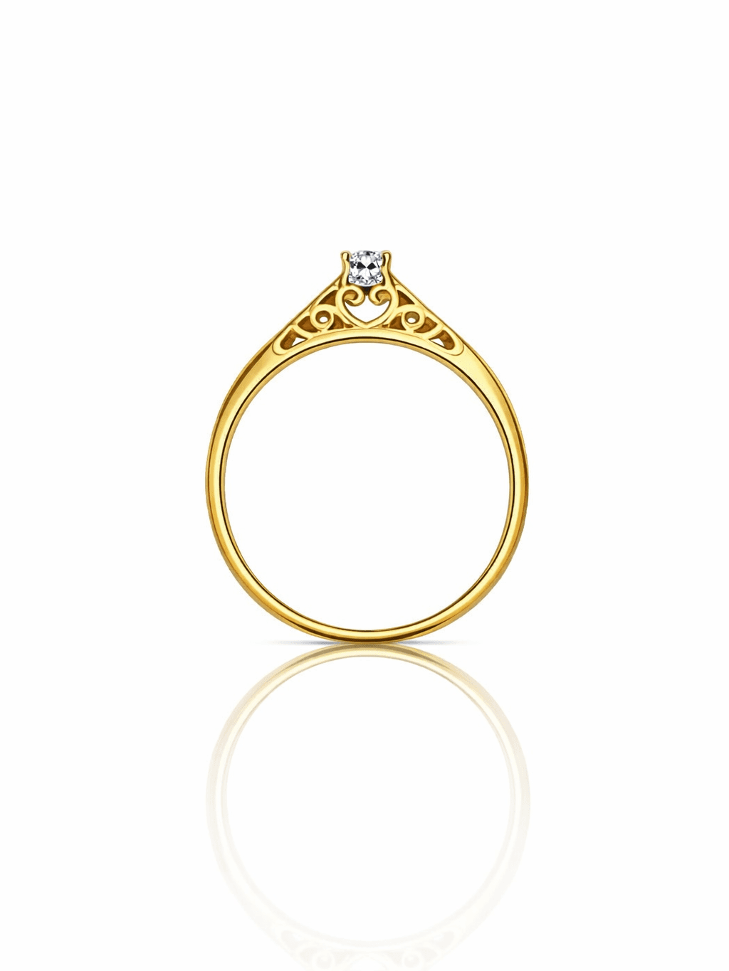 Gold Vintage Scroll Natural Diamond Ring